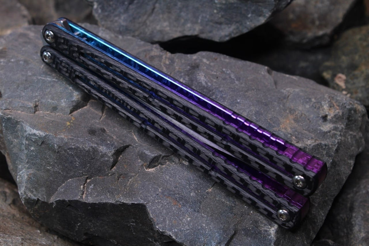 CF Kraken Handles: Carbon Fiber w/Teal to Purple Ano