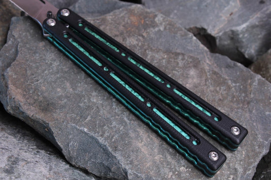 Titanium Nautilus Handles: Black G10 w/ Emerald Green Anodization