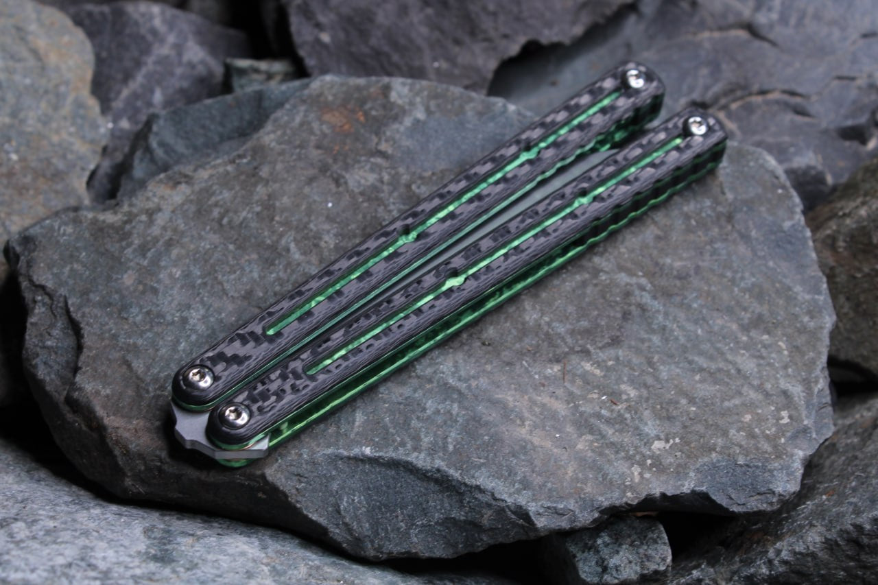 CF Kraken V2 Handles: Carbon Fiber w/Green Ano