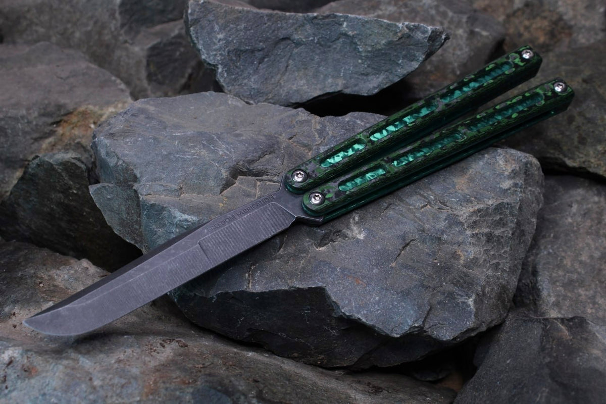 Flagship Bowie 009: Premium Fatcarbon W/Emerald Jeweled Ano and Acid Washed Blade