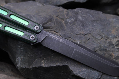 Flagship Bowie 009: Premium Fatcarbon W/Emerald Jeweled Ano and Acid Washed Blade