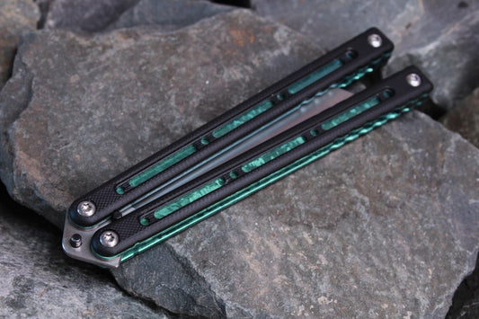 Titanium Nautilus Handles: Black G10 w/ Emerald Green Anodization
