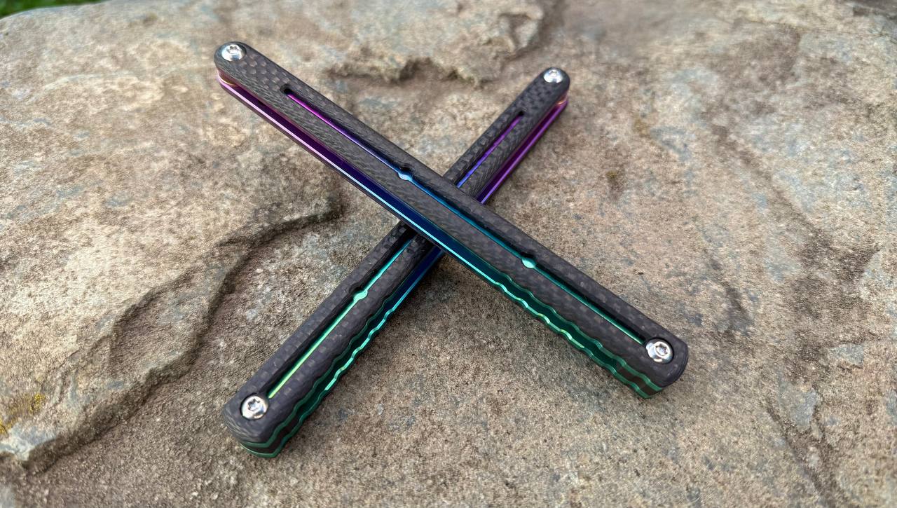 CF Kraken V2 Handles: Carbon Fiber w/ Purple to Blue to Green Fade Ano