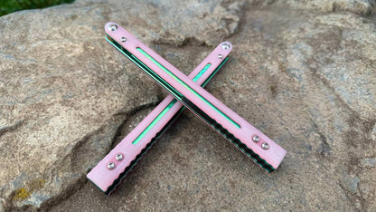 Cherry Blosom G10 BRS Replicant Slot Handles w/ Jeweled Green Anodization (kraken compatible)